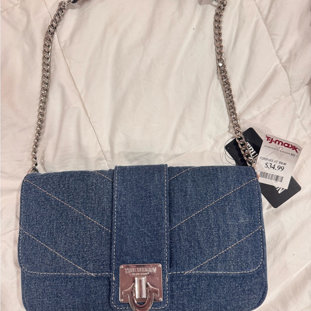 Stylish Blue Denim Chain Shoulder Bag